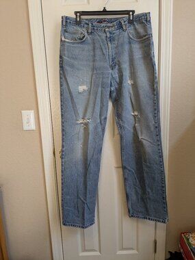 Vintage Eddie Bauer Premium Denim Distressed Jeans 36x34 Light Wash